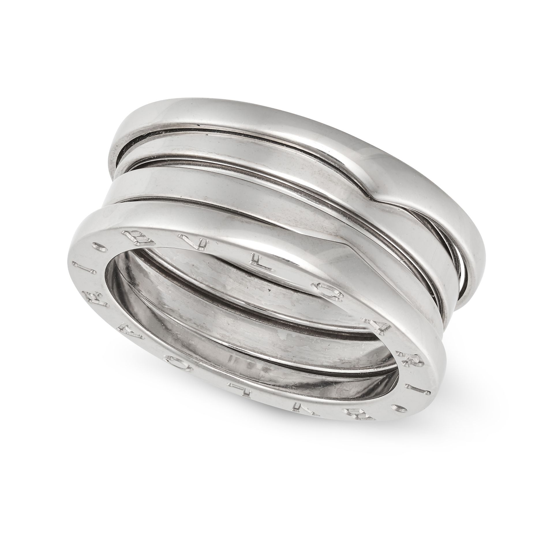 BULGARI, A B ZERO 1 RING in 18ct white gold, with engraved lettering 'BVLGARI' to the sides, sign...