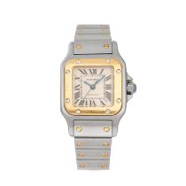 CARTIER - A BIMETAL LADY'S AUTOMATIC CARTIER SANTOS WRISTWATCH in stainless steel and yellow gold...
