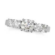 A FIVE STONE DIAMOND RING in 18ct white gold, set with five round brilliant cut diamonds all tota...