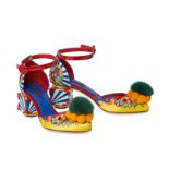 DOLCE AND GABBANA MULTICOLOUR SATIN HEELS Condition grade B. Size 37. Heel height 6cm. Multic...