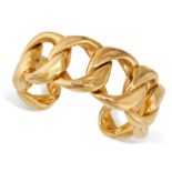 CHANEL, A VINTAGE BRAIDED CHAIN CUFF, 24ct gold plated metal, signed Chanel, width 2.5cm, inner c...