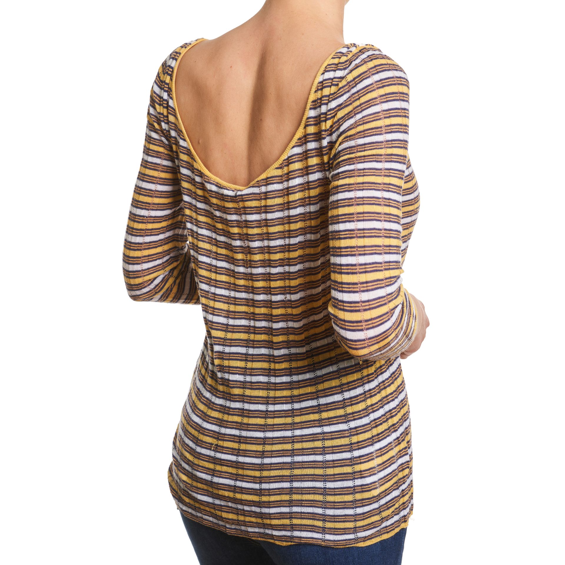 PRADA STRIPED RIBBED TOP Condition grade B-. Size Italian 44. 80cm chest, 60cm length. Ivory,... - Image 2 of 2