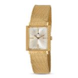 JAEGER LECOULTRE - A VINTAGE JAEGER LECOULTRE WRISTWATCH in 18ct yellow gold, the rectangular sil...