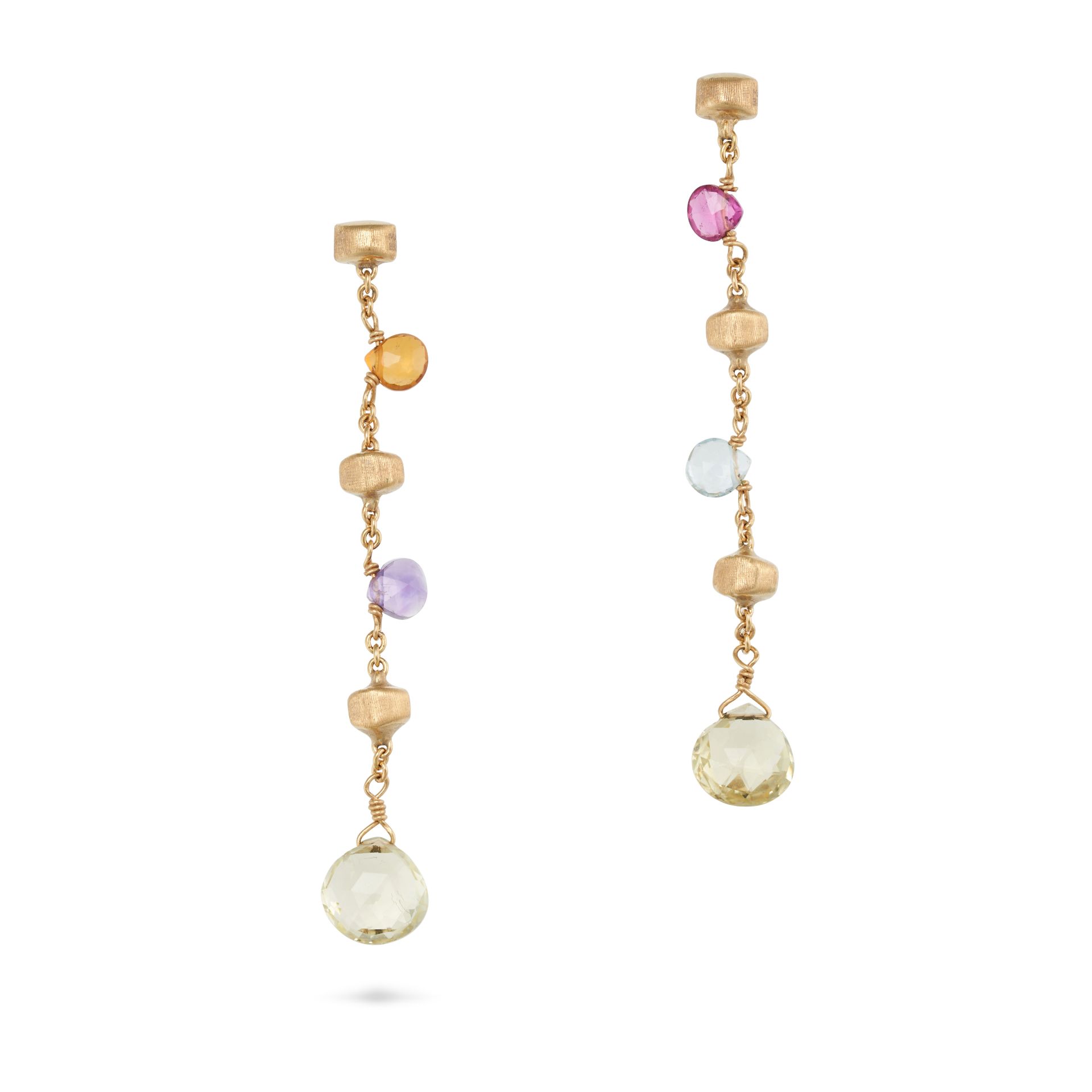 MARCO BICEGO, A PAIR OF PARADISE EARRINGS in 18ct yellow gold, each comprising a chain set variou...