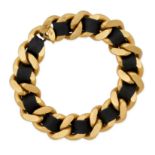 CHANEL, A VINTAGE INTERWOVEN CHAIN BRACELET in 24ct gold plated metal, comprising a curb chain wi...