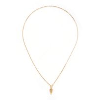 A PENDANT CHAIN NECKLACE in 18ct yellow gold, pendant set with diamonds, pendant stamped 18k, cla...