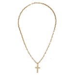 A GOLD CRUCIFIX PENDANT NECKLACE in 14ct yellow gold, clasp and bail of pendant stamped 585, 8.5g.