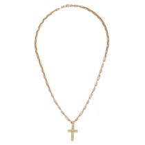 A GOLD CRUCIFIX PENDANT NECKLACE in 14ct yellow gold, clasp and bail of pendant stamped 585, 8.5g.