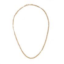 A GOLD CHAIN NECKLACE in 14ct yellow gold, fancy links, stamped 585, 43.2cm, 4.6g.