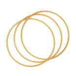 THREE GOLD BANGLES in high carat yellow gold, total weight 30.5g.