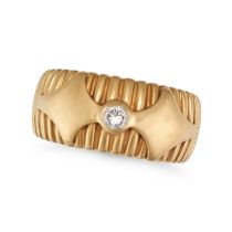 A DIAMOND DRESS RING in 18ct yellow gold, set with a diamond on a thick gold band, no assay marks...