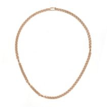A FANCY LINK CHAIN NECKLACE in 14ct yellow gold, clasp stamped 585, 44.0cm, 11.3g.