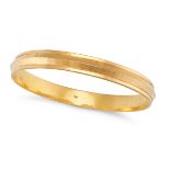 A GOLD BANGLE in 22ct gold, approximate circumference 20.5cm, stamped 916, 59.5g.
