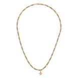 A CURB LINK CHAIN WITH PENDANT in 18ct yellow gold, a curb link chain suspending a Maltese cross ...