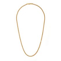 A GOLD CHAIN NECKLACE in 22ct yellow gold, designed as a twirling rope, stamped 22K916, 47.0cm, 4...