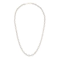 A MOONSTONE CHAIN NECKLACE set with a row of oval cabochon moonstones, stamped 585, 55.0cm, 8.0g.