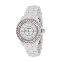 CHANEL - A CHANEL J12 WRISTWATCH in white ceramic, LB.21471, quartz movement, c.2007, the circula...