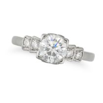A SOLITAIRE DIAMOND RING in platinum, set with a round brilliant cut diamond of approximately 0.8...