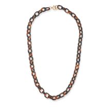 AN ANTIQUE VICTORIAN TORTOISESHELL CHAIN NECKLACE comprising a row of interlocking tortoiseshell ...