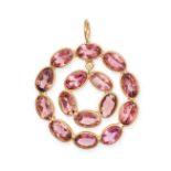 A PINK TOURMALINE PENDANT comprising two rows of oval cut pink tourmalines all totalling 3.25 car...