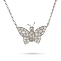 A DIAMOND BUTTERFLY PENDANT NECKLACE the pendant designed as a butterfly set with old cut diamond...