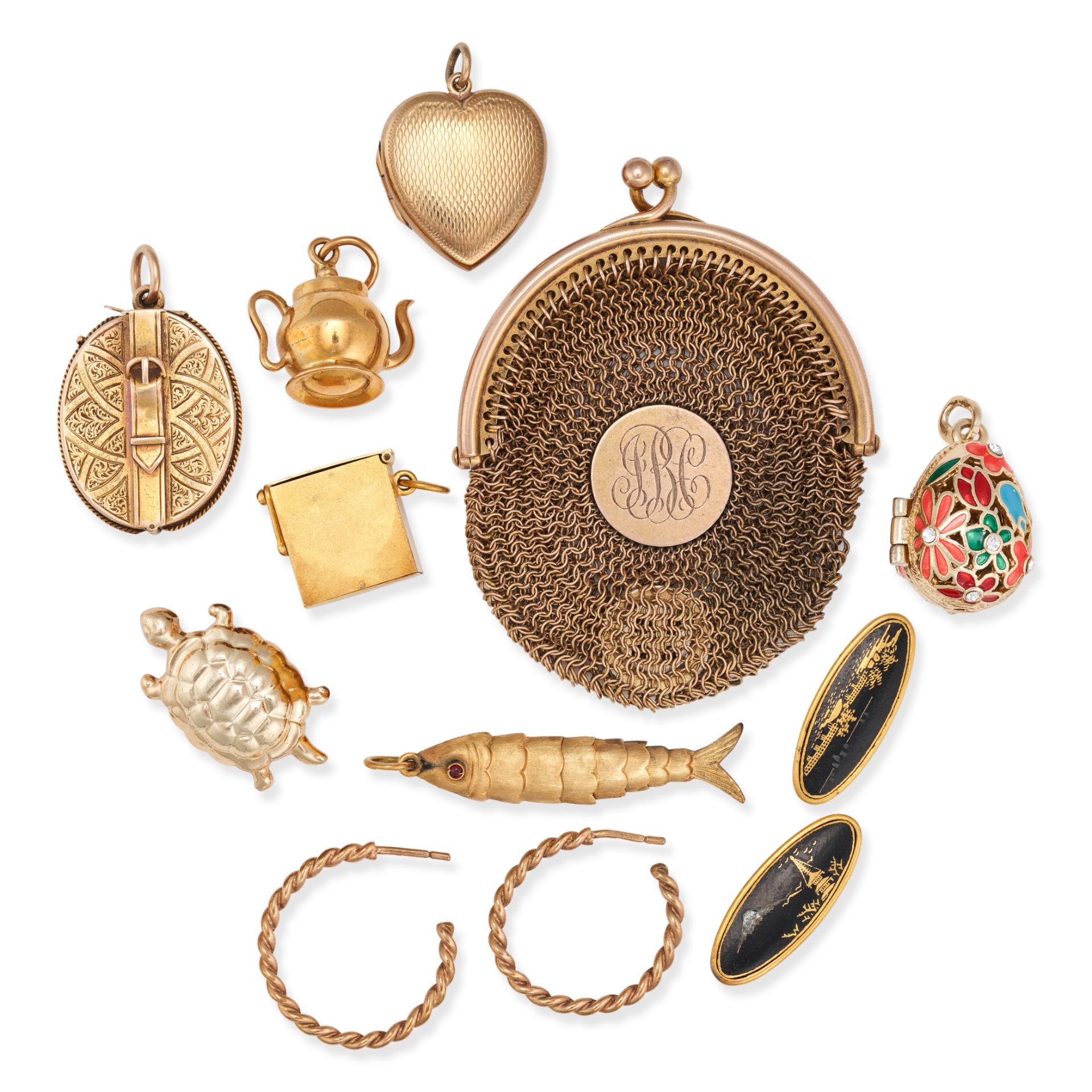 NO RESERVE - AN ASSORTED COLLECTION OF JEWELLERY comprising a mesh coin purse, no assay marks, 6....