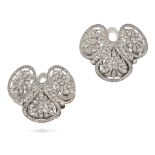 A PAIR OF DIAMOND CLIP BROOCHES the identical openwork brooches set throughout with rose cut diam...