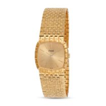 PIAGET - A LADIES BRACELET WATCH in 18ct yellow gold, ref. 9231, the textured gold case surroundi...
