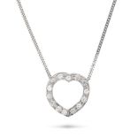 A DIAMOND HEART PENDANT NECKLACE the pendant designed as a heart set with round brilliant cut dia...
