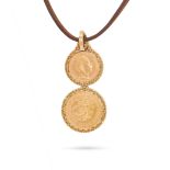 BULGARI, A COIN NECKLACE the pendant set with a 20 mark coin from Imperial Germany 1906 and a 20 ...