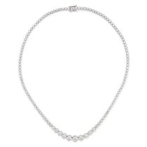 A DIAMOND LINE NECKLACE comprising a graduating row of round brilliant cut diamonds all totalling...