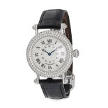 CARTIER, A FINE DIABOLO MECANIQUE DIAMOND WRISTWATCH in 18ct white gold, ref. 1454, a pave set di...