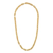 HERMES, A GOLD MARINER CHAIN NECKLACE in 18ct yellow gold, comprising a row of woven mariner link...