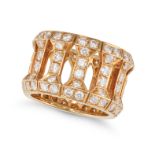 CARTIER, A DIAMOND PILLAR RING in 18ct yellow gold, the open band designed as a series of pillars...