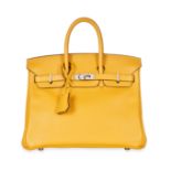 HERMES, A SOLEIL BIRKIN 25 BAG Condition grade B. Produced in 2009. 25cm long, 22cm high. Top h...