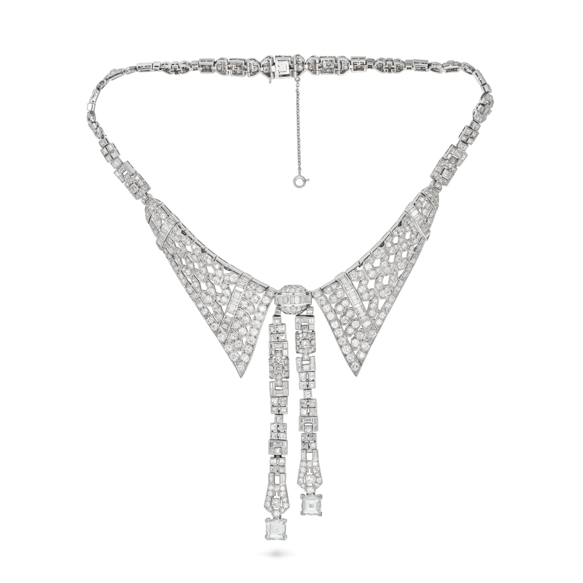 A FINE DIAMOND COLLAR LAVALIER NECKLACE the necklace designed as a stylised collar set with trans... - Bild 2 aus 2