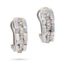 CHIMENTO, A PAIR OF DIAMOND HOOP EARRINGS each designed as a row of brick links set with round cu...