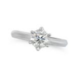 A SOLITAIRE DIAMOND RING set with a round brilliant cut diamond of approximately 0.80 carats, sta...