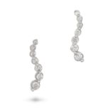 NO RESERVE - A PAIR OF DIAMOND EARRINGS each set with a row of round cut diamonds, no assay marks...