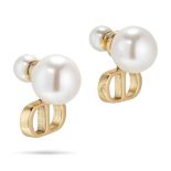 DIOR, A PAIR OF FAUX PEARL TRIBALES EARRINGS each set with two faux pearls suspending a CD pendan...