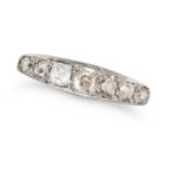 NO RESERVE - A SEVEN STONE DIAMOND RING set with seven old cut diamonds, stamped 18CT, size K / 5...