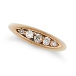 NO RESERVE - AN ANTIQUE FIVE STONE DIAMOND RING in 18ct yellow gold, set with a row of five old c...