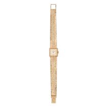 ROLEX, A LADIES WRISTWATCH in 9ct yellow gold, the rectangular face with Arabic and baton hour ma...