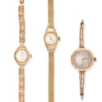 NO RESERVE - A COLLECTION OF WRISTWATCHES three gold cases with full British hallmarks for 9ct go...