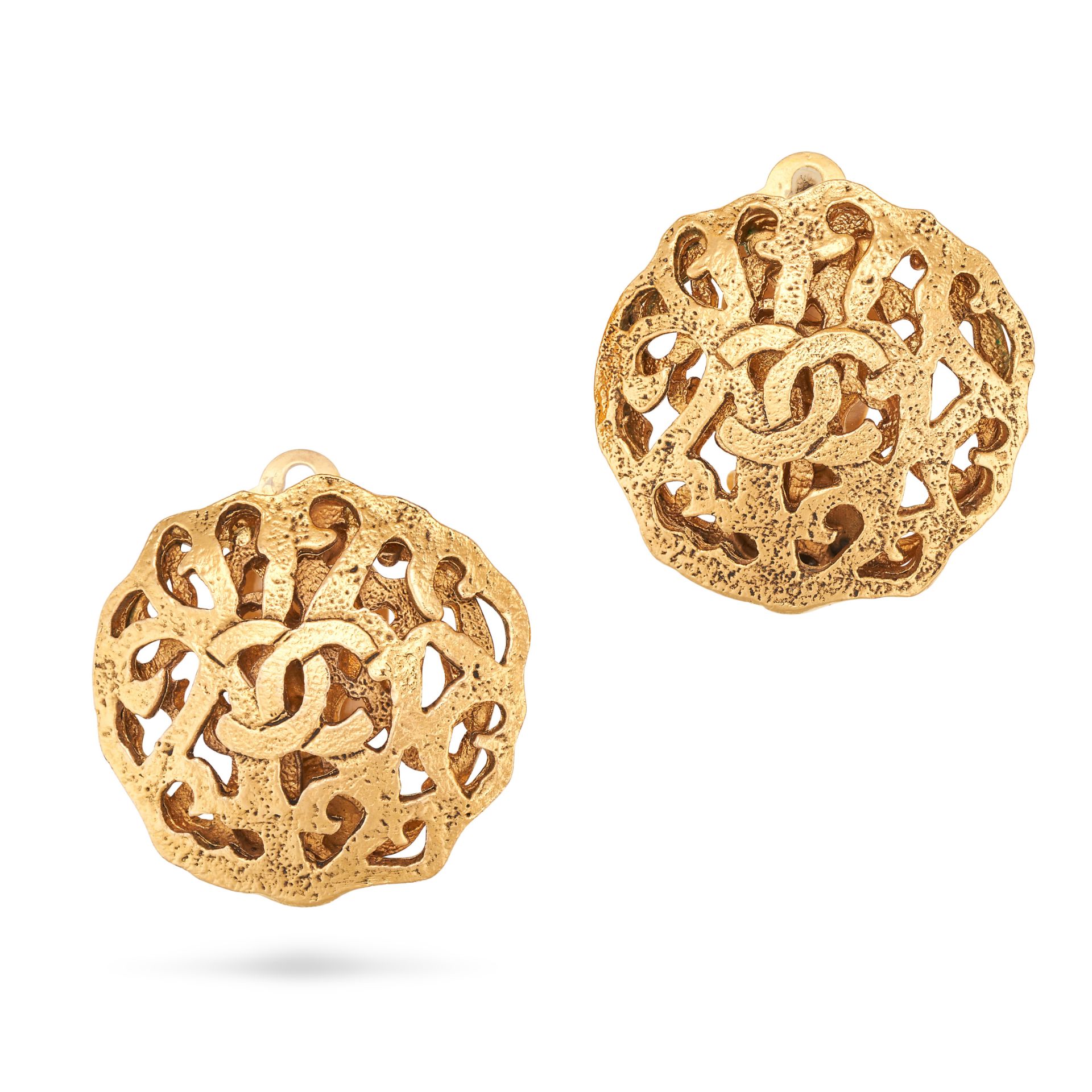 NO RESERVE - CHANEL, A PAIR OF VINTAGE CLIP EARRINGS each in abstract design with the interlockin...