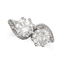 A DIAMOND TOI ET MOI RING set with two round brilliant cut diamonds weighing approximately 1.00 c...