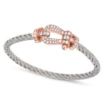 FRED, A FORCE 10 DIAMOND BRACELET in 18ct rose gold and steel, the clasp set with round brilliant...