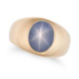 TIFFANY & CO., A STAR SAPPHIRE RING set with an oval cabochon star sapphire of approximately 6.50...