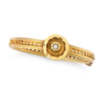 AN ANTIQUE DIAMOND BANGLE in 15ct yellow gold, the hinged bangle comprising an old cut diamond in...