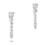 A PAIR OF DIAMOND HALF HOOP EARRINGS each set with a row of round brilliant cut diamonds, stamped...